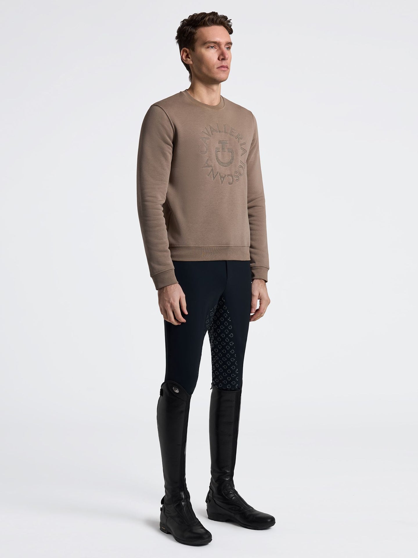 Orbit Mens Crew Neck Cotton Sweatshirt Walnut