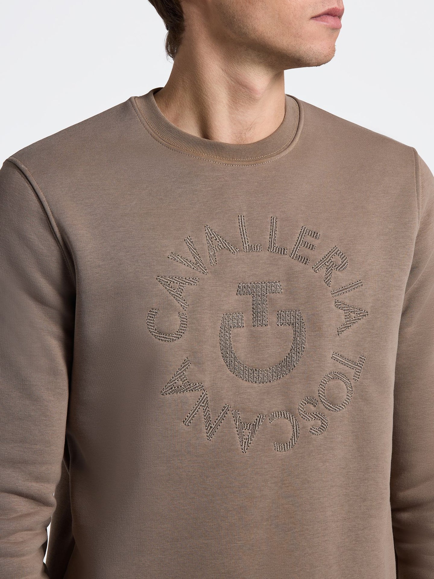 Orbit Mens Crew Neck Cotton Sweatshirt Walnut