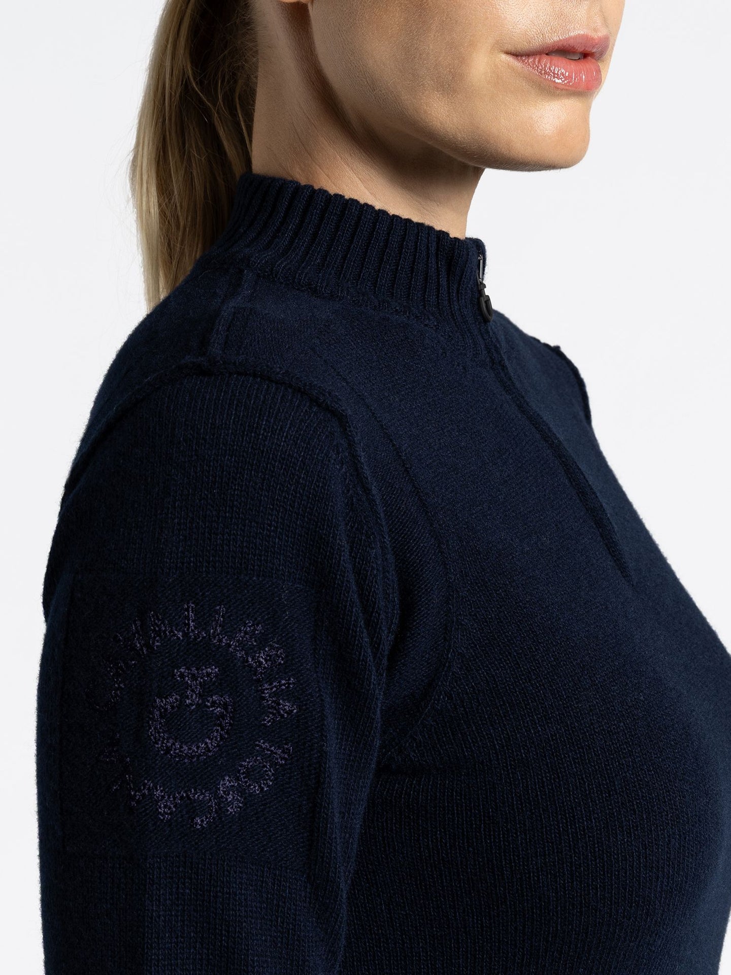 Pure Wool Half Zip Turtleneck Sweater Navy