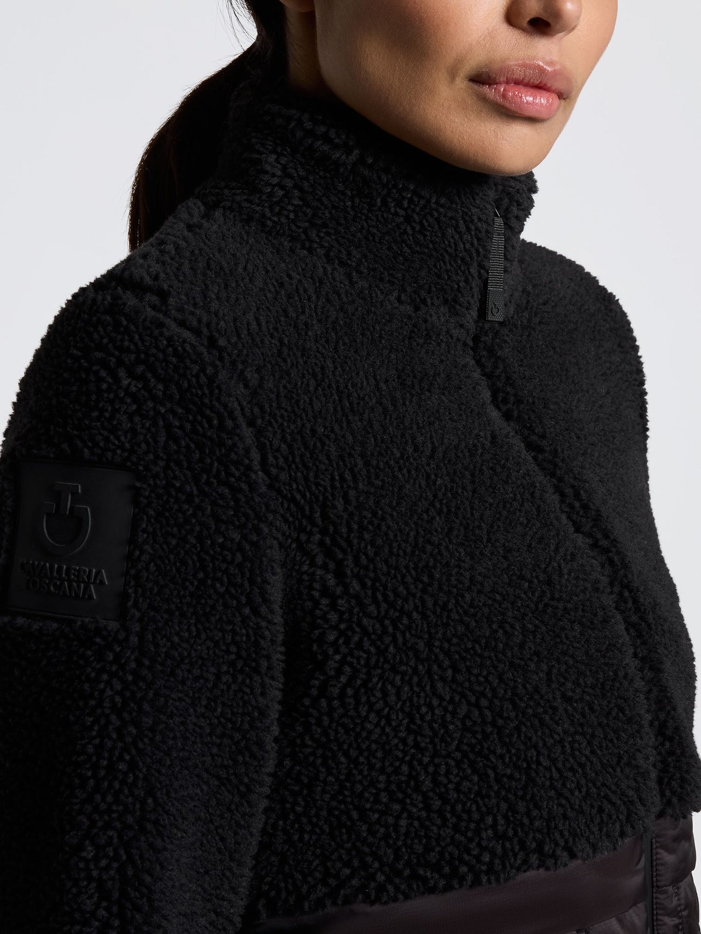 Teddy Bear Fleece + Nylon Zip Up Svart