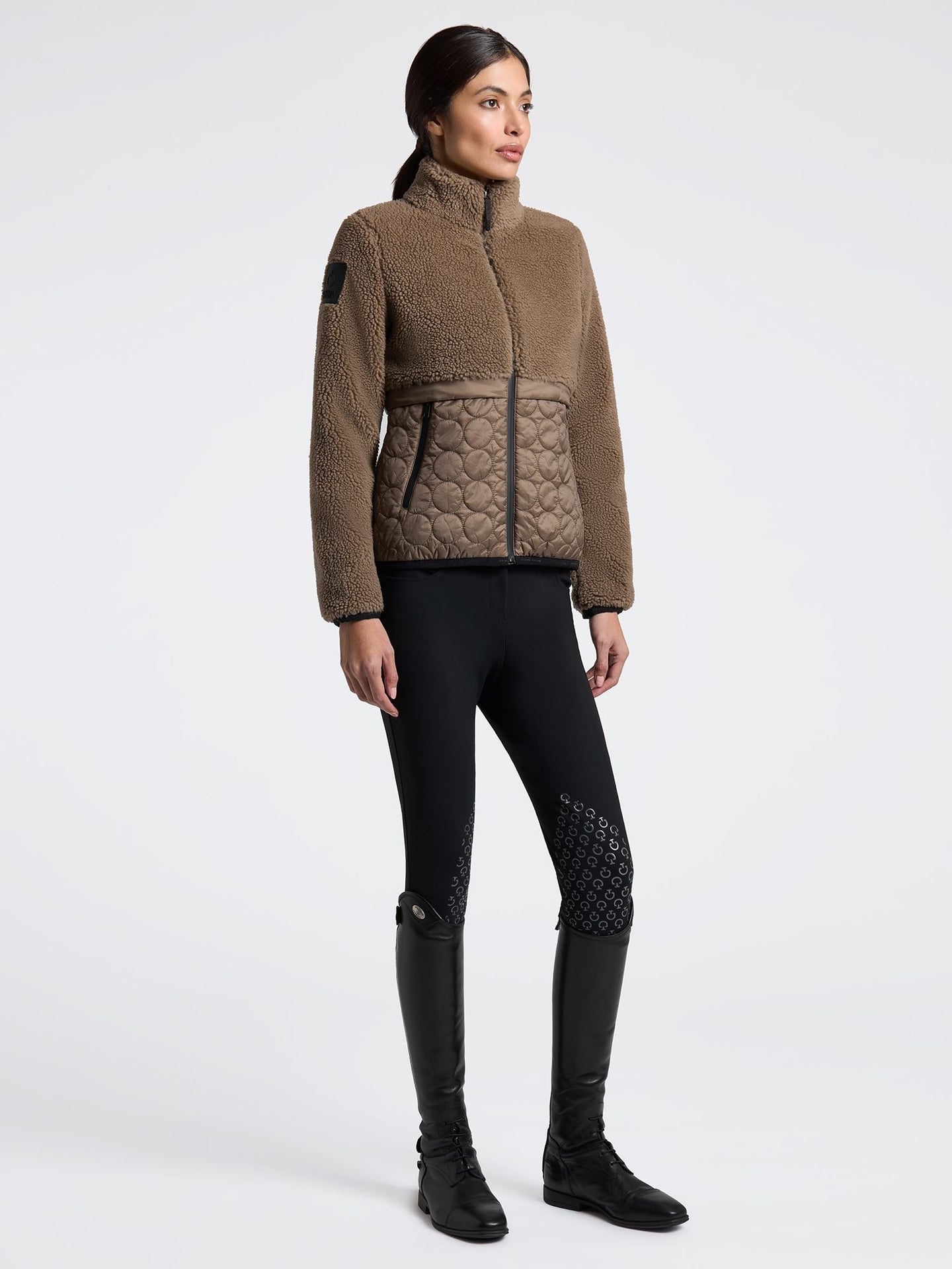 Teddy Bear Fleece + Nylon Zip Up Walnut