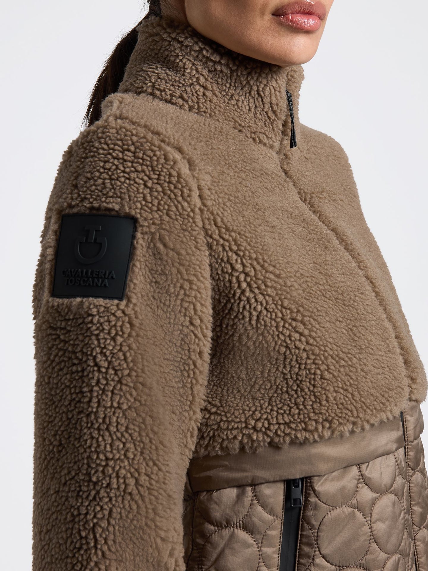 Teddy Bear Fleece + Nylon Zip Up Walnut