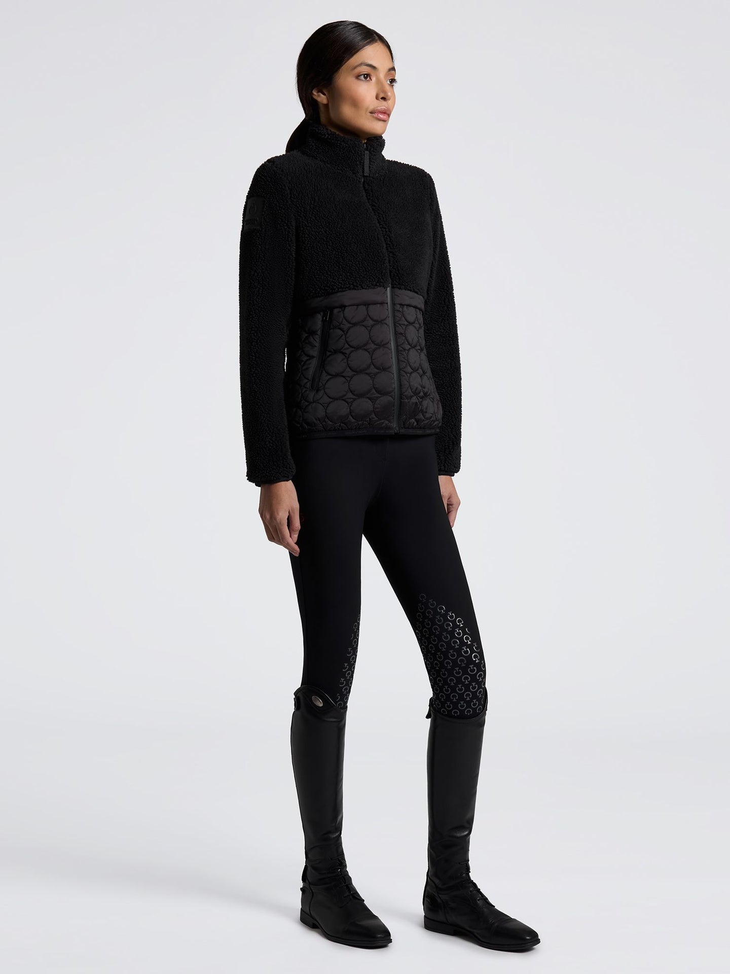 Teddy Bear Fleece + Nylon Zip Up Svart