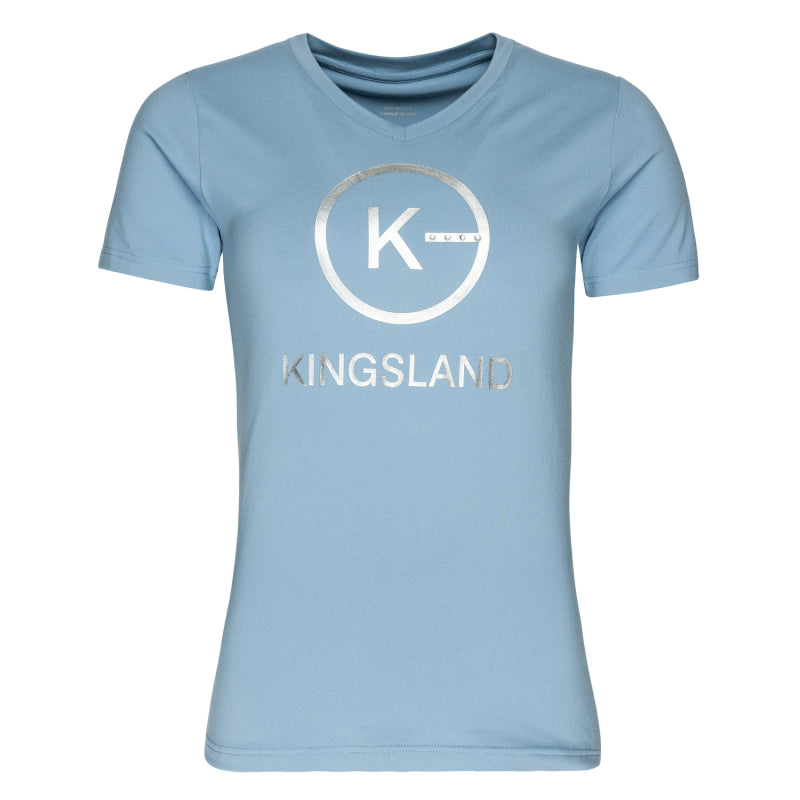 Klhelena Ladies V-Neck Shirt Blue Faded Denim