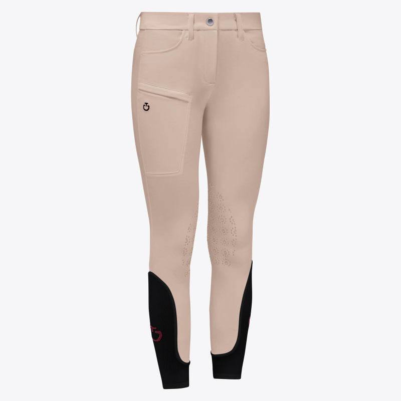 Girls Color Grip Breeches With Zip Pocket Beige