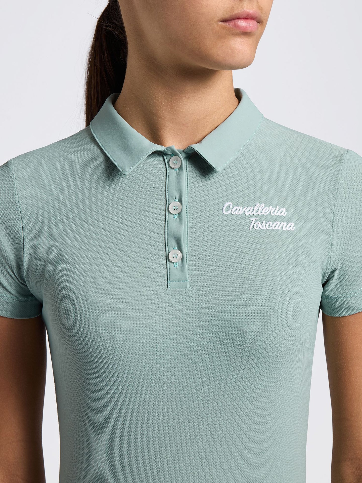 CT Young Training Polo With Embroidered Light Teal Green