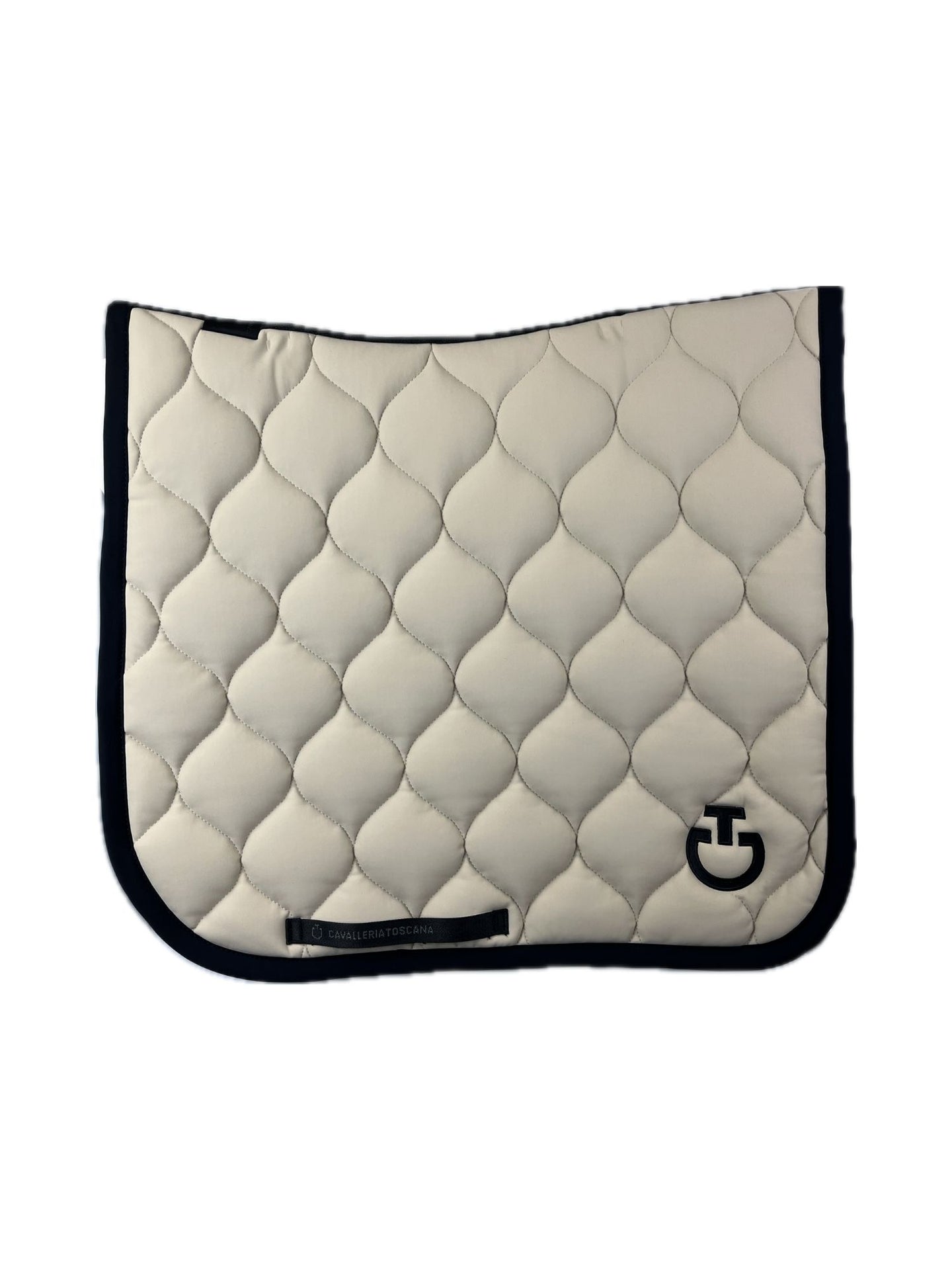 New Circular Quilted Saddle Pad Dressage Beige/Svart