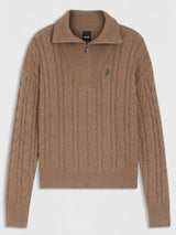 Ella Stickad Tröja Zip Troyer Walnut
