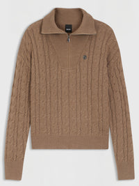 Ella Stickad Tröja Zip Troyer Walnut