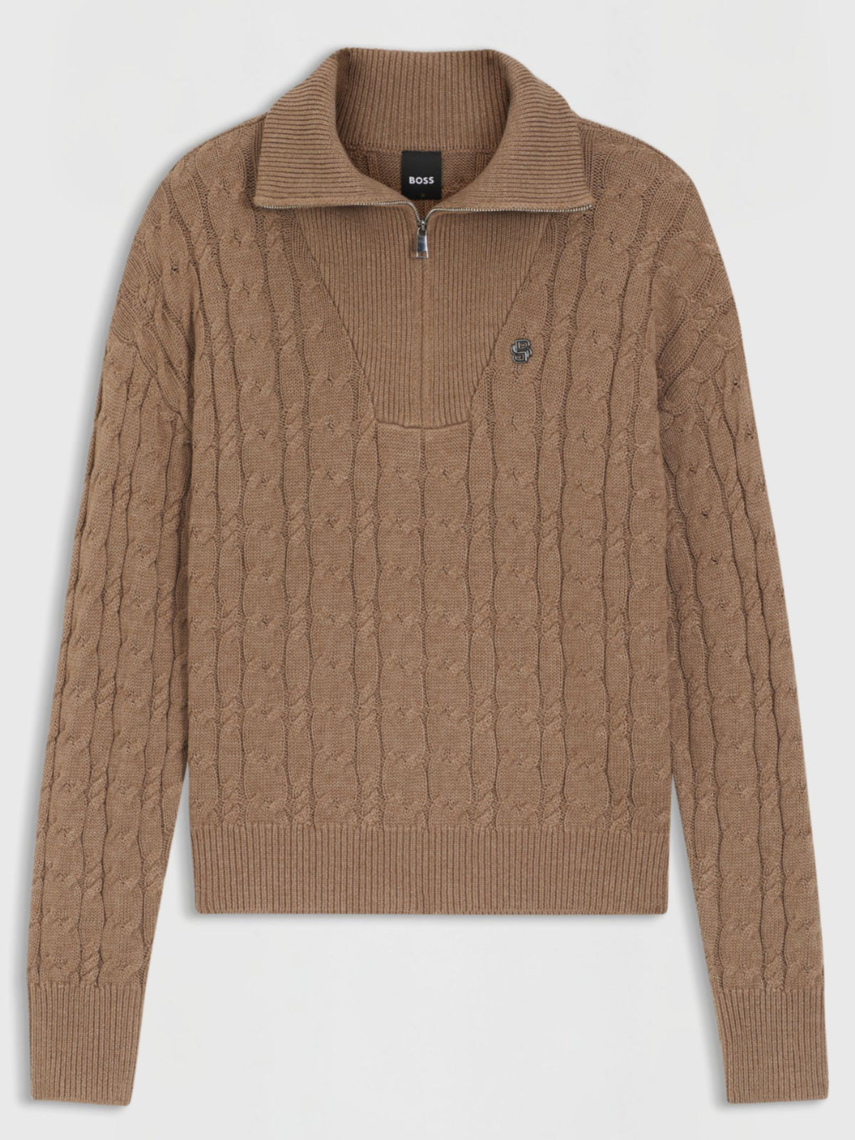 Ella Stickad Tröja Zip Troyer Walnut