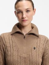 Ella Stickad Tröja Zip Troyer Walnut