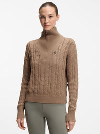 Ella Stickad Tröja Zip Troyer Walnut