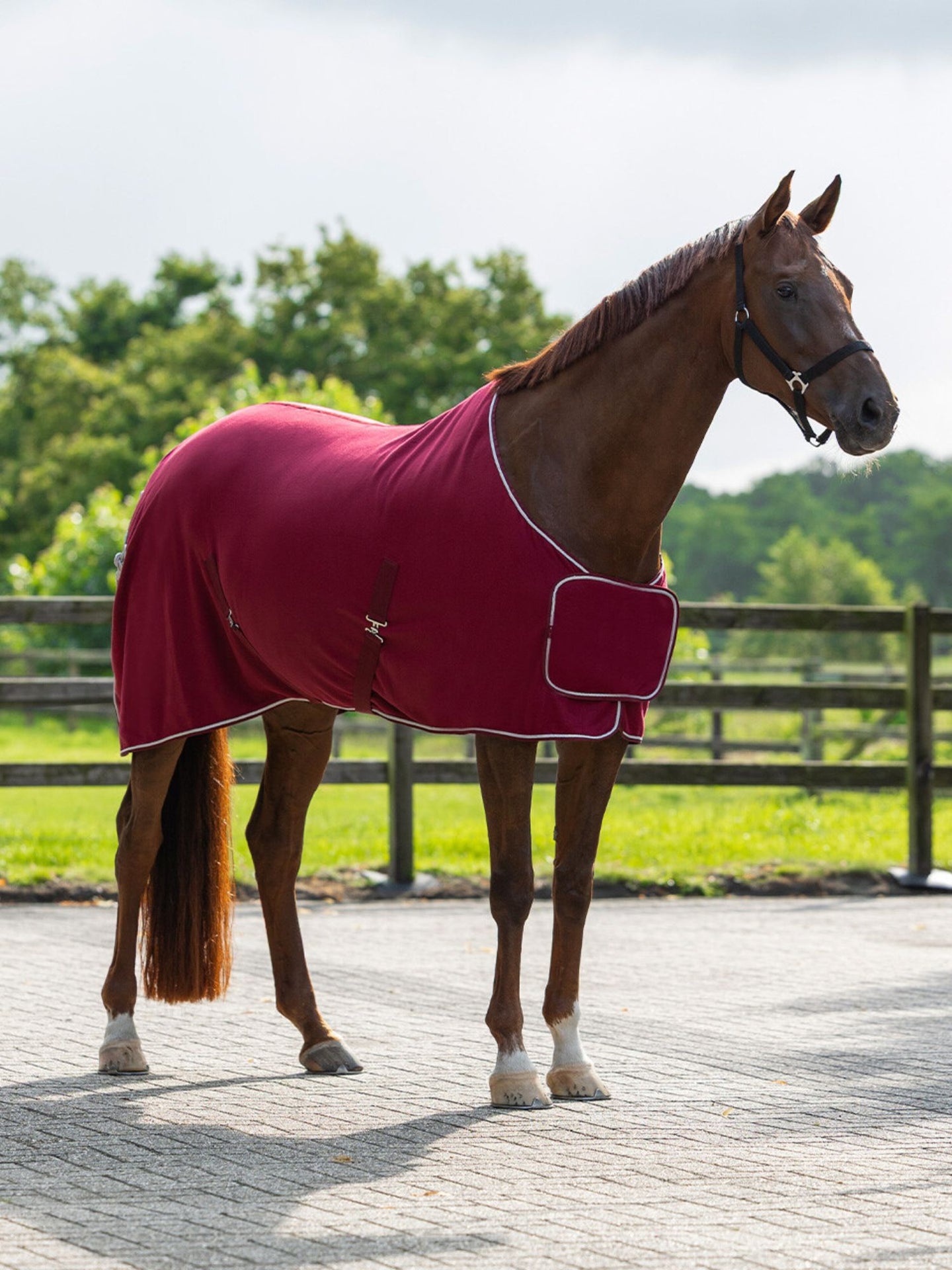 Fleecetäcke Med Silverfläta Vinröd/Silver