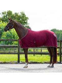 Fleecetäcke Med Silverfläta Vinröd/Silver