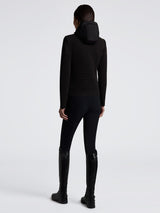 Hybrid Puffer/Tech Knit Hooded Jacket Svart