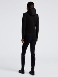 Hybrid Puffer/Tech Knit Hooded Jacket Svart
