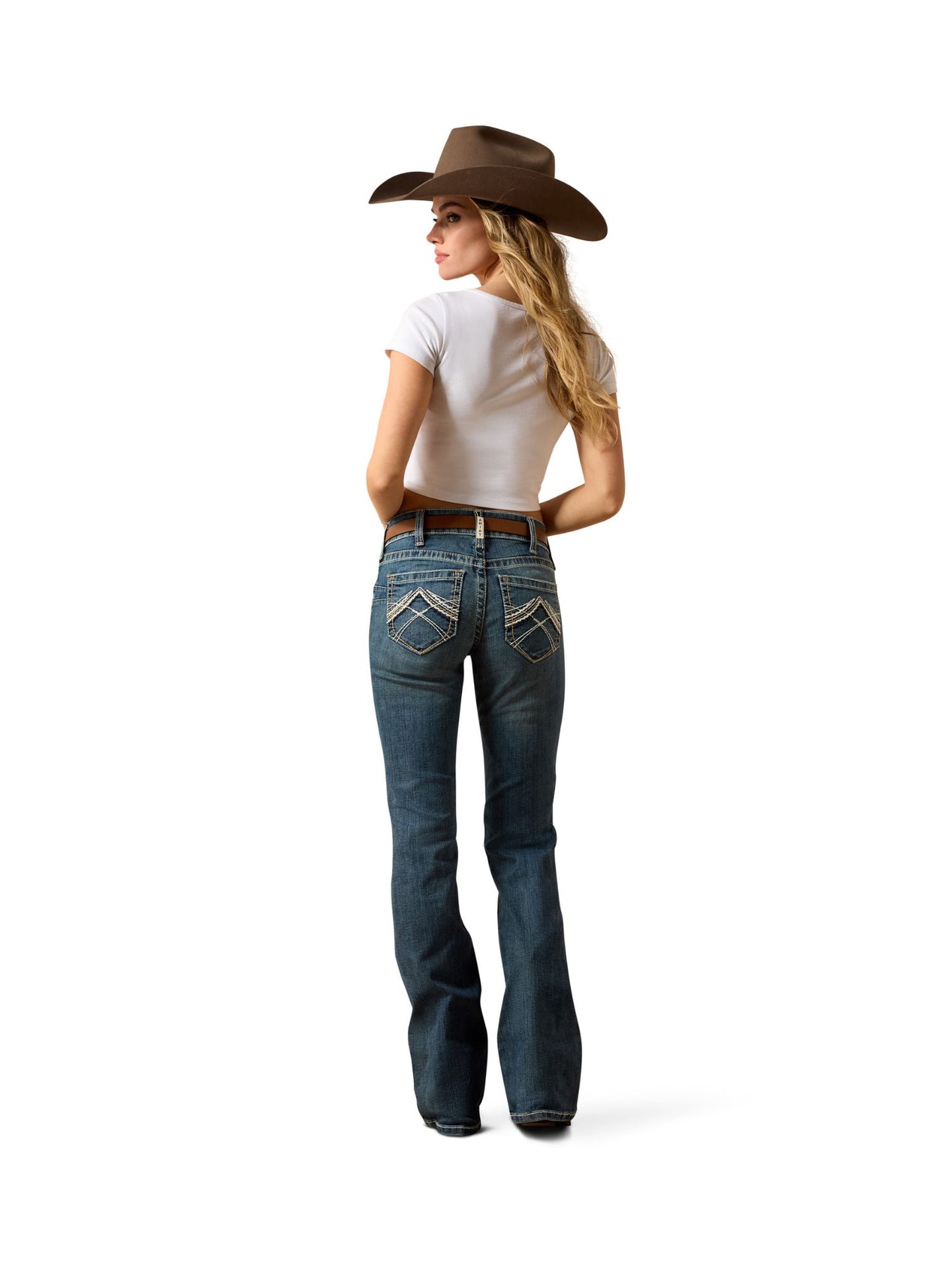 Jeans Real Mid Rise Stretch Whipstitch Boot Cut