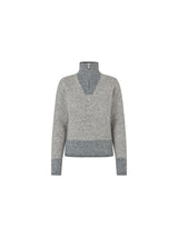 KLAudrey Ladies Half Zip Knit Light Grey Melange