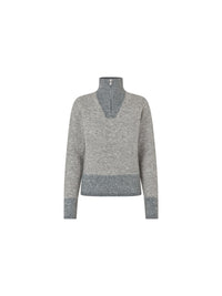 KLAudrey Ladies Half Zip Knit Light Grey Melange