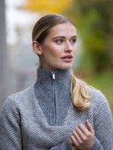 KLAudrey Ladies Half Zip Knit Light Grey Melange