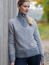 KLAudrey Ladies Half Zip Knit Light Grey Melange