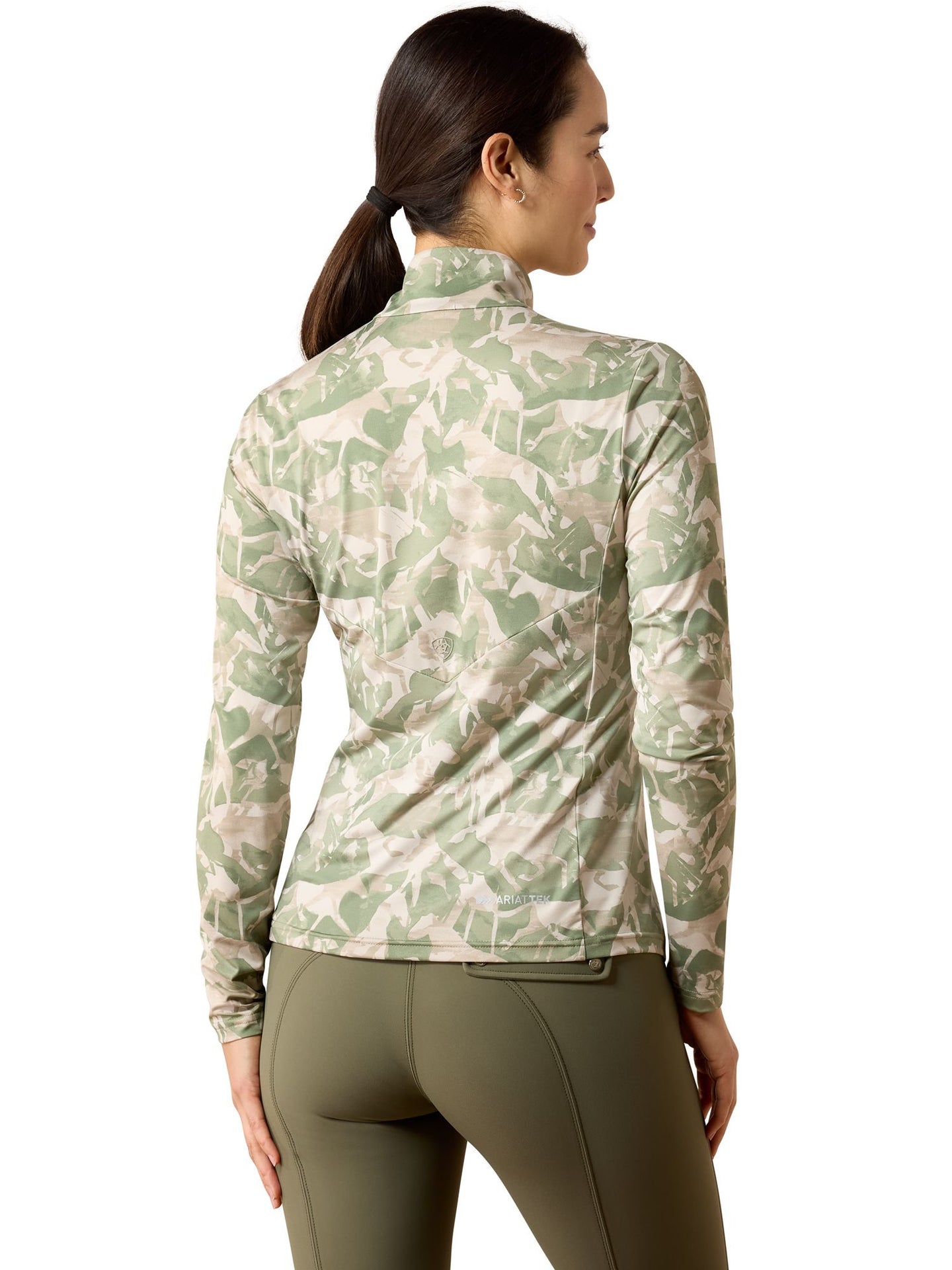 Lunaveil Womens 1/2 Zip Baselayer Olive Coincide Print
