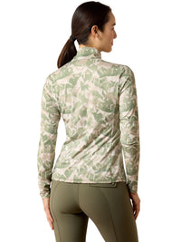 Lunaveil Womens 1/2 Zip Baselayer Olive Coincide Print