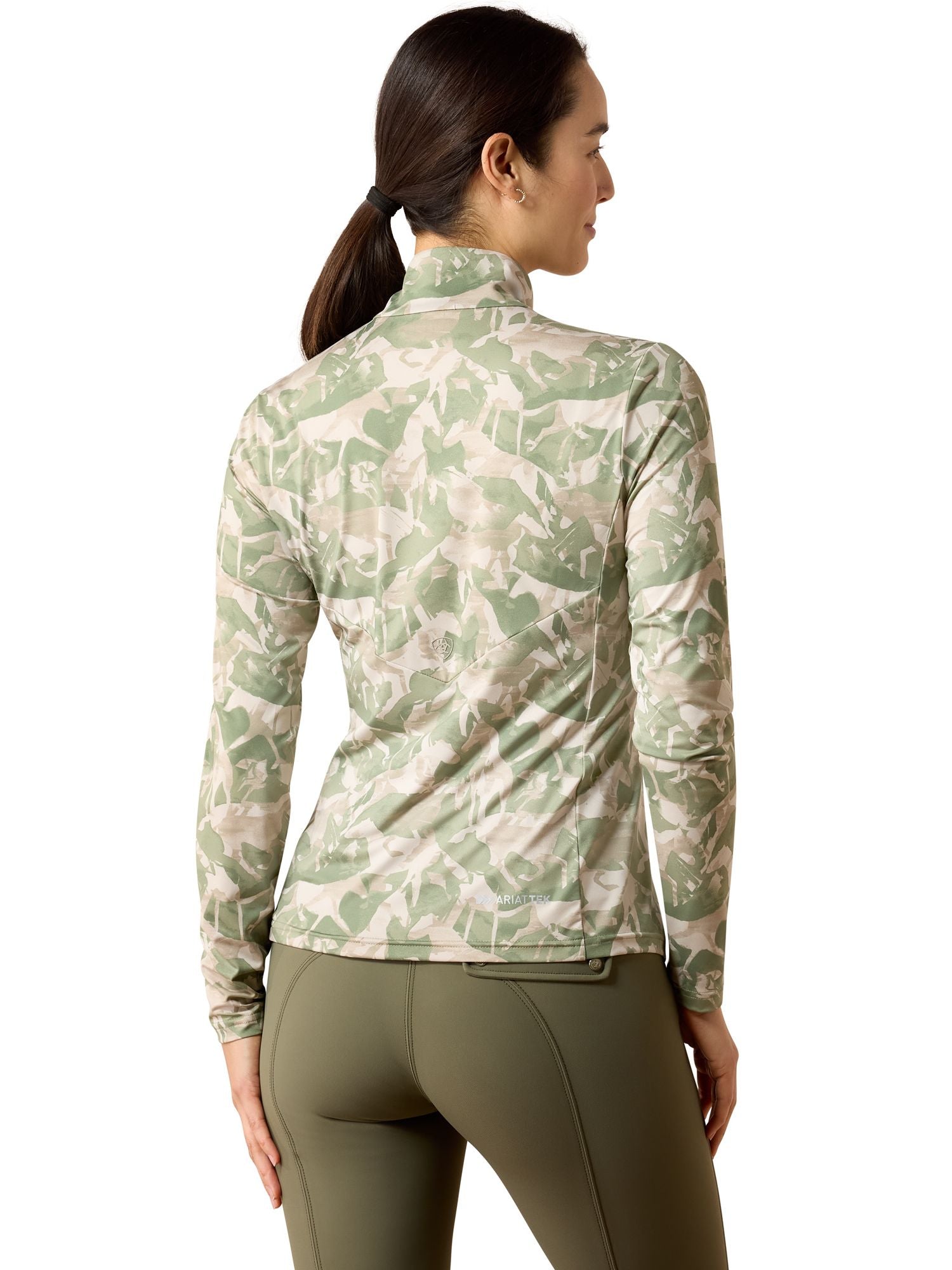 Lunaveil Womens 1/2 Zip Baselayer Olive Coincide Print