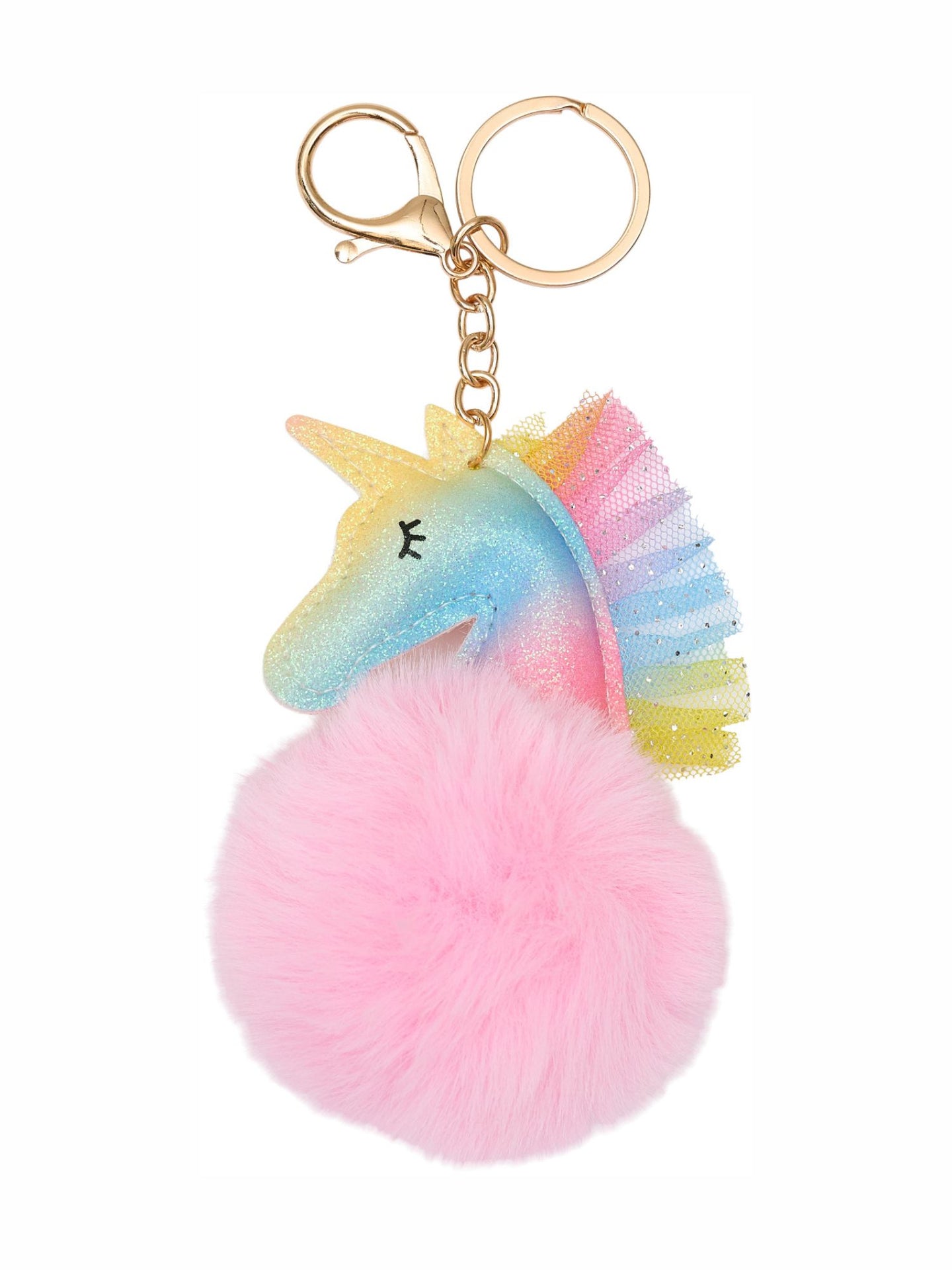 Nyckelring Med Pompom Enhörning Rainbow