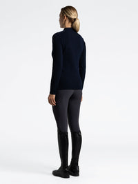 Pure Wool Half Zip Turtleneck Sweater Navy