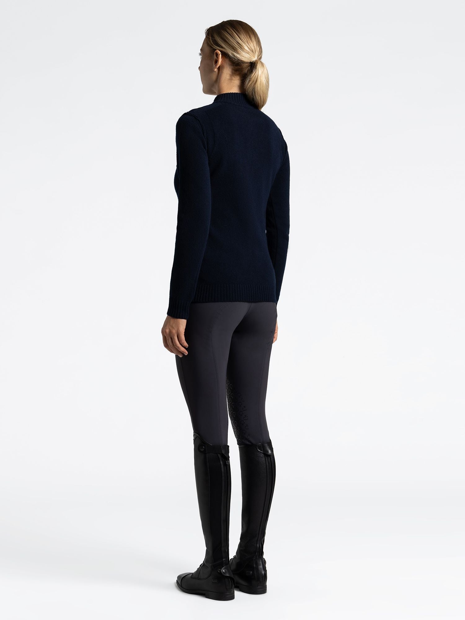 Pure Wool Half Zip Turtleneck Sweater Navy