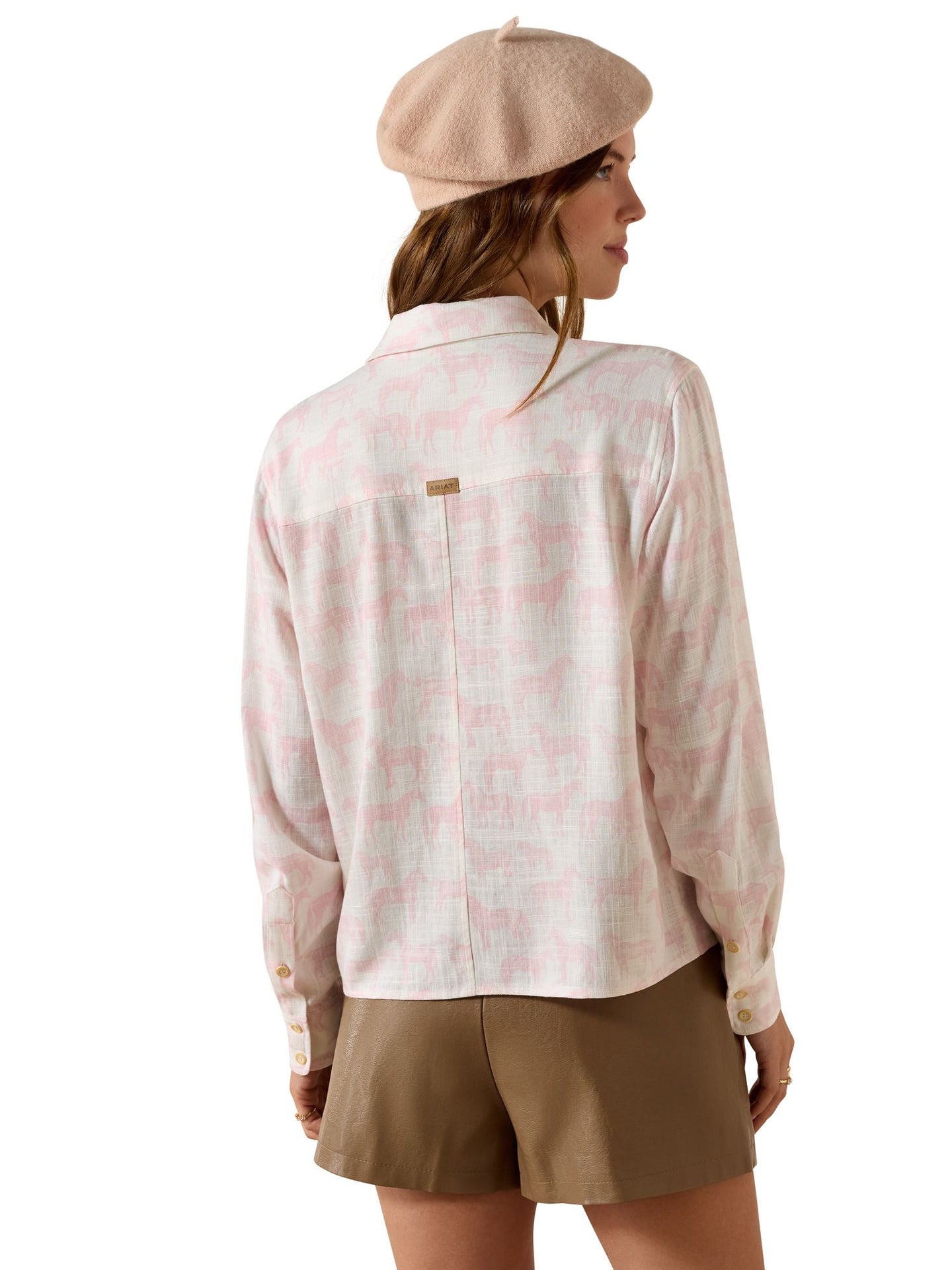 Ruford Womens Shirt Icy Pink Horse Print