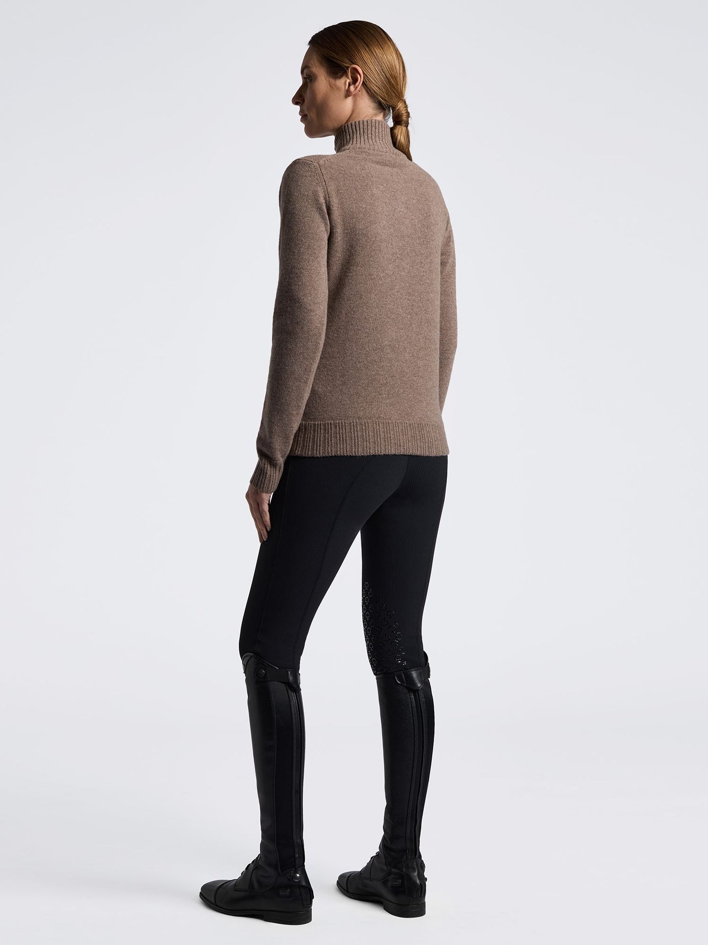 Sweater Pure Wool Half Zip Turtleneck Espresso