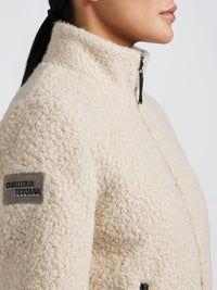 Teddy Bear Fleece + Nylon Zip Up Beige