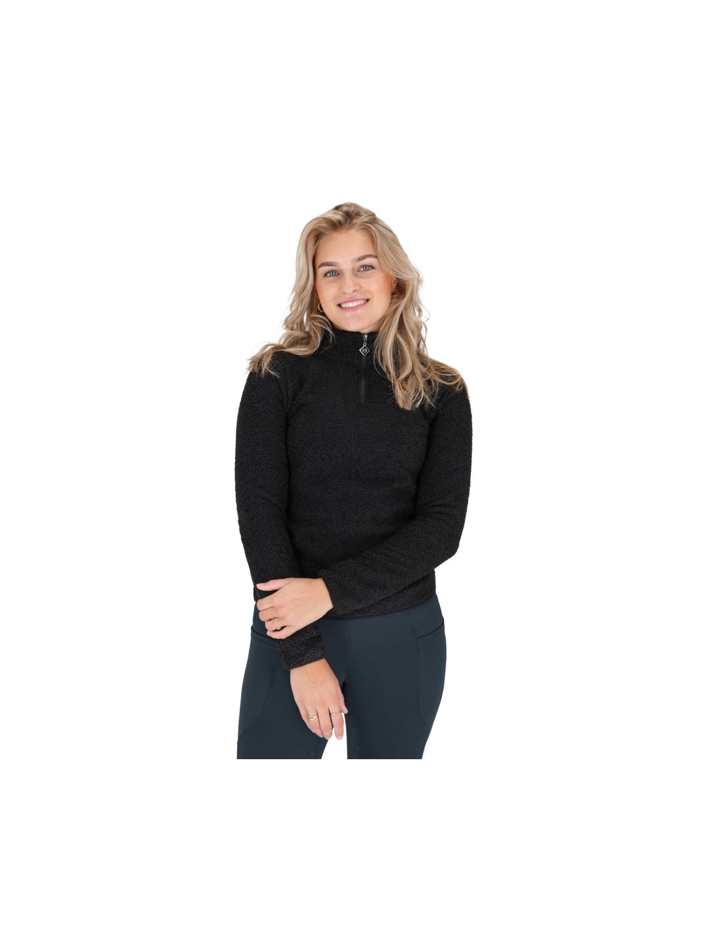Sweater Half Zip Teddy Svart