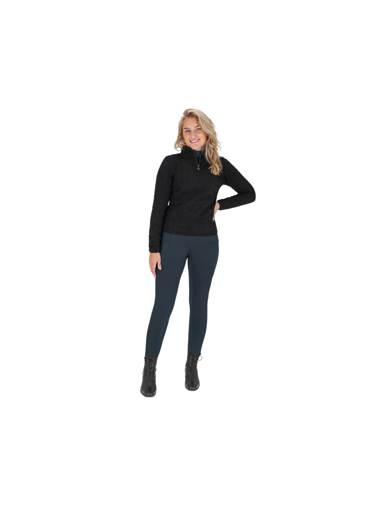 Sweater Half Zip Teddy Svart
