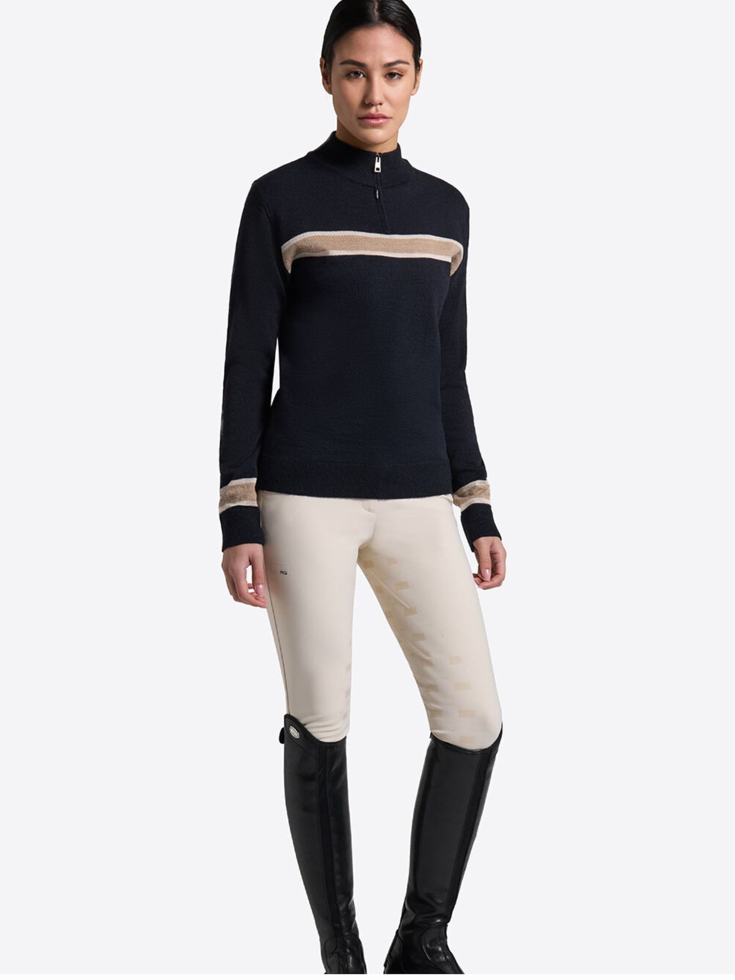 Wool Blend Half Zip Sweater Navy