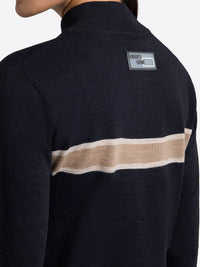 Wool Blend Half Zip Sweater Navy
