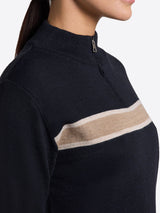 Wool Blend Half Zip Sweater Navy