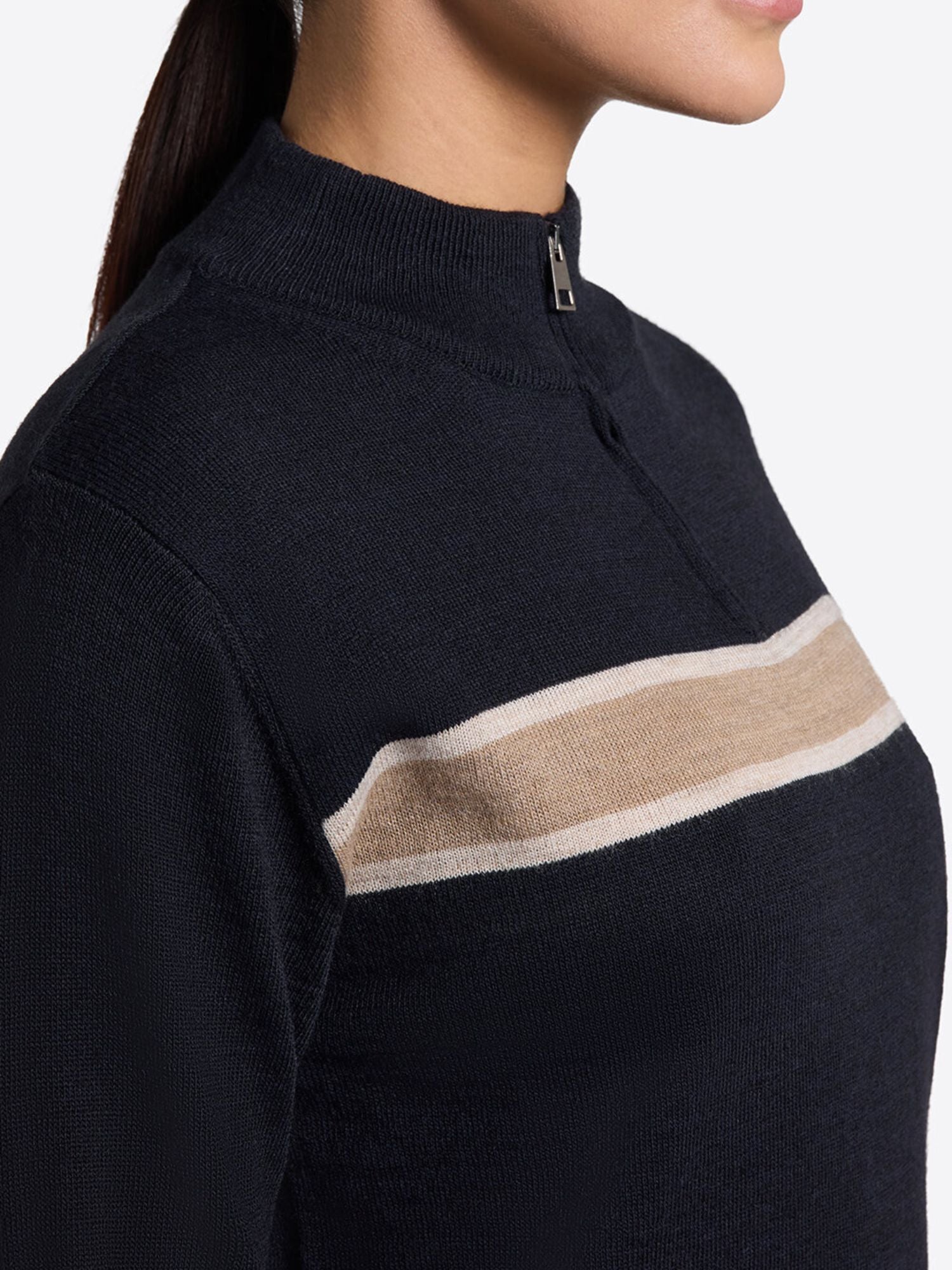 Wool Blend Half Zip Sweater Navy