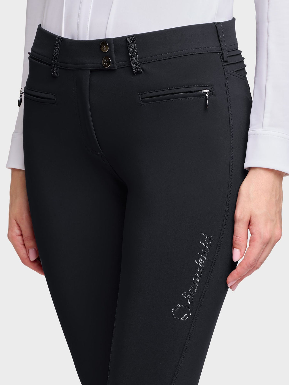 Ridbyxa Adele Crystal Fabric Knee Grip Black
