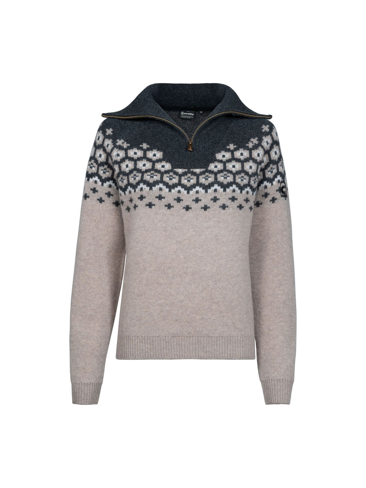 Woolpullover Half-Zip Cavalleara Peanut