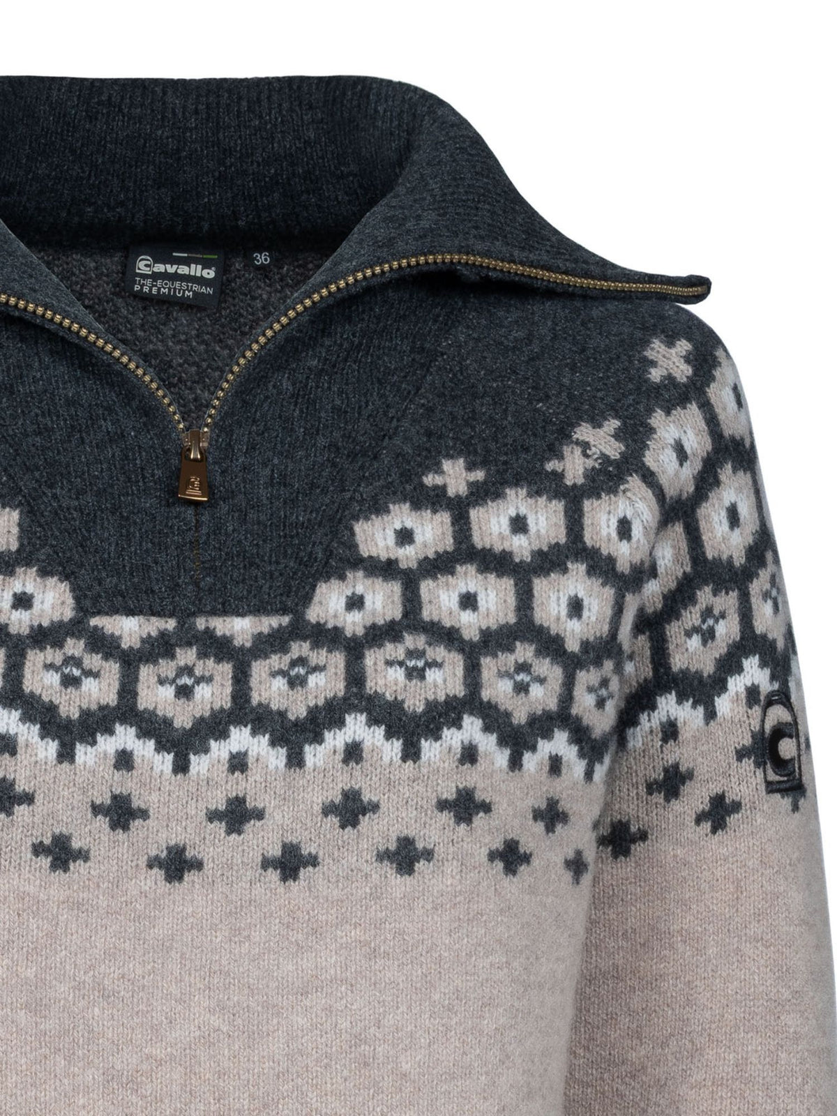 Woolpullover Half-Zip Cavalleara Peanut